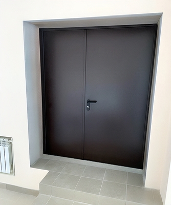 Коричневая двупольная дверь